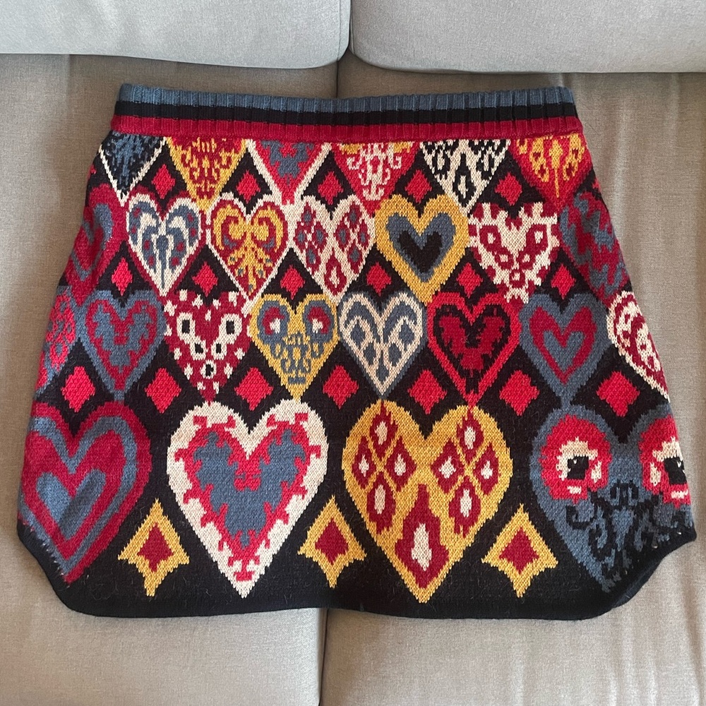 Farm Rio Black Hearts Ikat Knit Skirt - Large